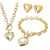 Fashion Heart Shape Stainless Steel Plating Inlay Glass Bracelets Earrings Necklace