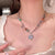 Fashion Heart Shape Titanium Steel Beaded Zircon Layered Necklaces 1 Piece