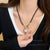 Fashion Heart Shape Titanium Steel Beaded Zircon Layered Necklaces 1 Piece