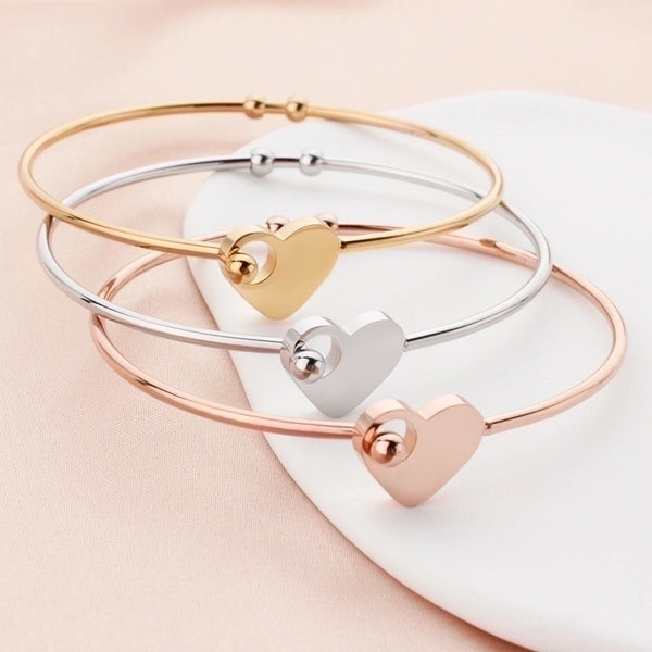 Fashion Heart Shape Titanium Steel Plating Bangle 1 Piece