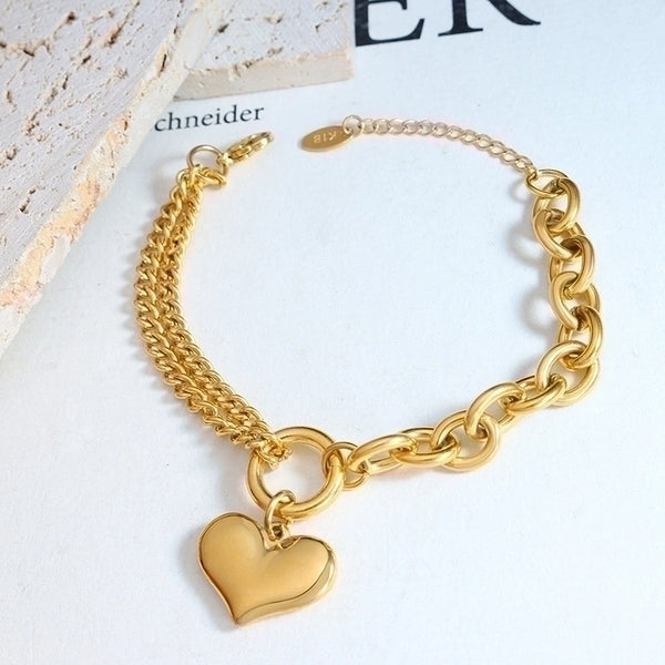 Fashion Heart Shape Titanium Steel Plating Bracelets