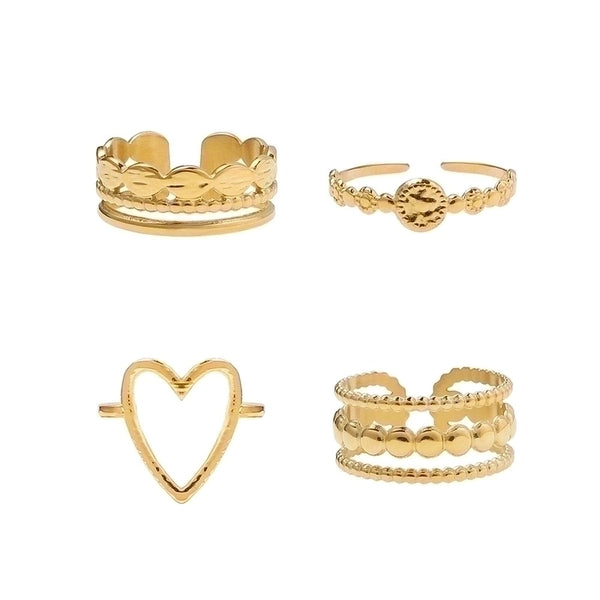 Fashion Heart Shape 304 Stainless Steel 18K Gold Plated Plating Rings