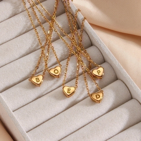 Fashion Heart Stainless Steel Plating Gold Plated Necklace