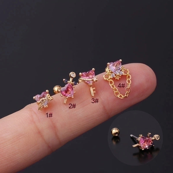 Fashion Heart-shape Color Gradient Copper Earrings