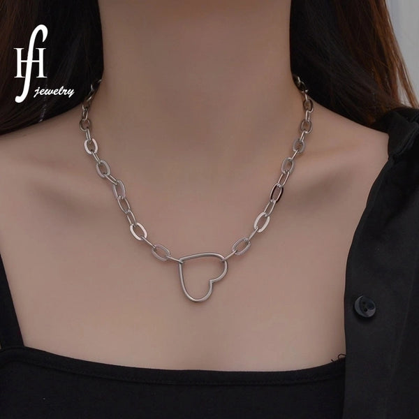 Fashion Heart-shape Stainless Steel Thick O-chain Necklace