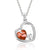 Fashion Jewelry Colorful Peach Heart Crystal Pendant Necklace Earrings Set