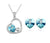 Fashion Jewelry Colorful Peach Heart Crystal Pendant Necklace Earrings Set