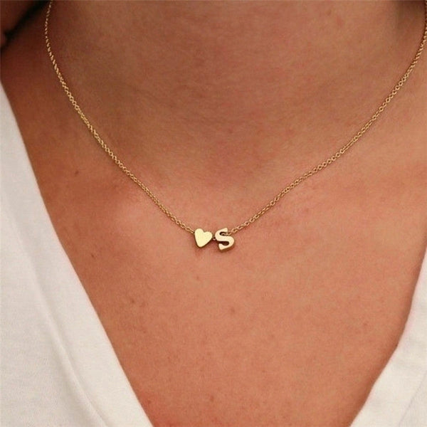 Fashion Jewelry Simple Heart-shaped Letter Women's Gold-plated Necklace Clavicle Chain Wholesale