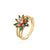 Fashion Leaf Flower Copper Open Ring Gold Plated Zircon Copper Rings