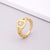 Fashion Letter Copper Inlay Zircon Rings 1 Piece