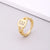 Fashion Letter Copper Inlay Zircon Rings 1 Piece