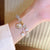 Fashion Letter Flower Titanium Steel Inlay Zircon Bracelets 1 Piece