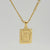 Fashion Letter Rectangle Titanium Steel Gold Plated Pendant Necklace