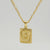 Fashion Letter Rectangle Titanium Steel Gold Plated Pendant Necklace