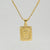 Fashion Letter Rectangle Titanium Steel Gold Plated Pendant Necklace