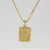 Fashion Letter Rectangle Titanium Steel Gold Plated Pendant Necklace