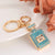 Fashion Letter Square Alloy Inlay Rhinestones Women's Bag Pendant Keychain 1 Piece