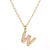 Fashion Letter Stainless Steel Diamond Necklace