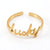 Fashion Letter Stainless Steel Open Ring 1 Piece