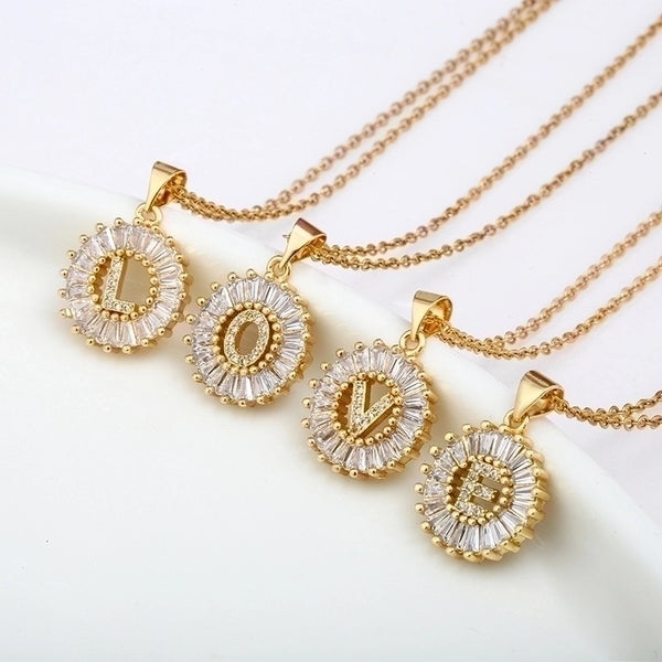 Fashion Letter Stainless Steel Plating Zircon Necklace