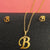 Fashion Letter Titanium Steel Gold Plated Earrings Necklace