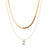 Fashion Letter Titanium Steel Inlay Zircon Layered Necklaces 1 Piece