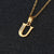 Fashion Letter Titanium Steel Inlay Zircon Necklace