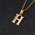 Fashion Letter Titanium Steel Inlay Zircon Necklace