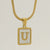 Fashion Letter Titanium Steel Plating Inlay Shell Pendant Necklace