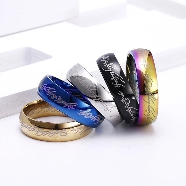 Fashion Letter Titanium Steel Plating Rings