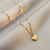 Fashion Letter Water Droplets Heart Shape Titanium Steel Inlay Artificial Pearls Rhinestones Pendant Necklace 1 Piece