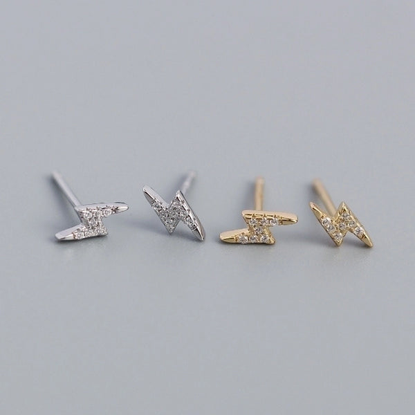 Fashion Lightning Plating Gem Earrings Ear Studs