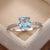 Fashion Micro-encrusted Zircon Sapphire Blue Square Diamond Copper Ring Female