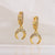 Fashion Moon Copper Gold Plated Zircon Dangling Earrings 1 Pair