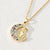 Fashion Moon Oval Copper Gold Plated Zircon Pendant Necklace 1 Piece