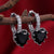 Fashion Multi-color Zircon Heart Copper Earrings Wholesale