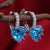 Fashion Multi-color Zircon Heart Copper Earrings Wholesale