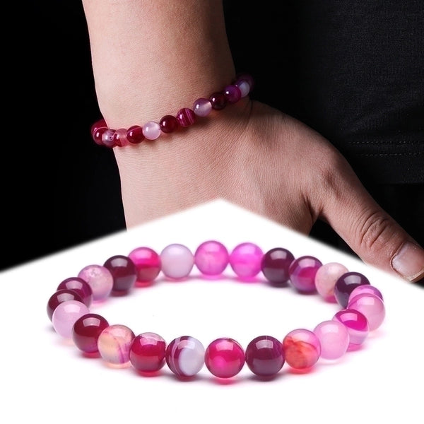 Fashion Natural Stone Good Luck Purple Bead Bracelet Wholesale