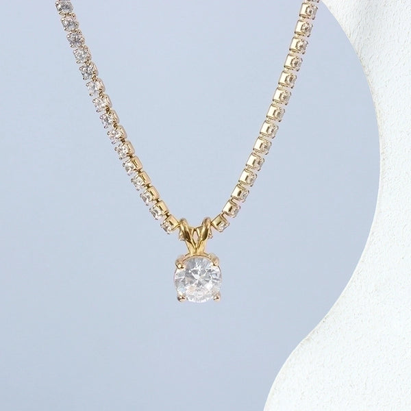 Fashion New Full Diamond Zircon Titanium Steel Necklace Wholesale