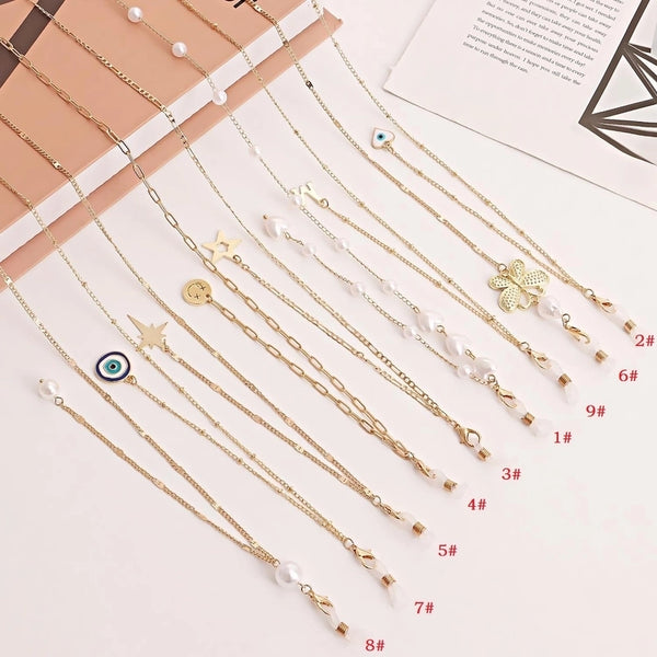 Fashion New Heart Butterfly Beads Devil's Eye Tassel Sun Eyeglasses Chain