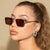 Fashion New Retro Square Metal Solid Color Sunglasses