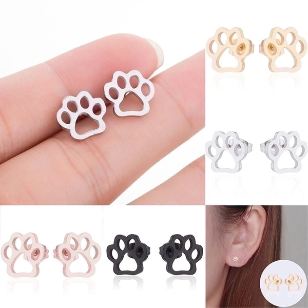 Fashion Paw Print Stainless Steel Ear Studs 1 Pair