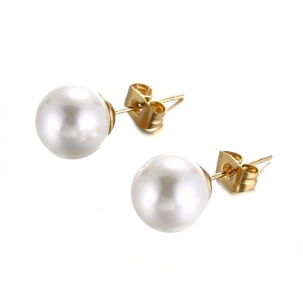 Fashion Pearl Titanium Steel Freshwater Pearl Earrings Stainless Steel Round Pearl Earrings