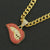 Fashion Personality Pink Lip Diamond Pendant Necklace