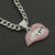 Fashion Personality Pink Lip Diamond Pendant Necklace