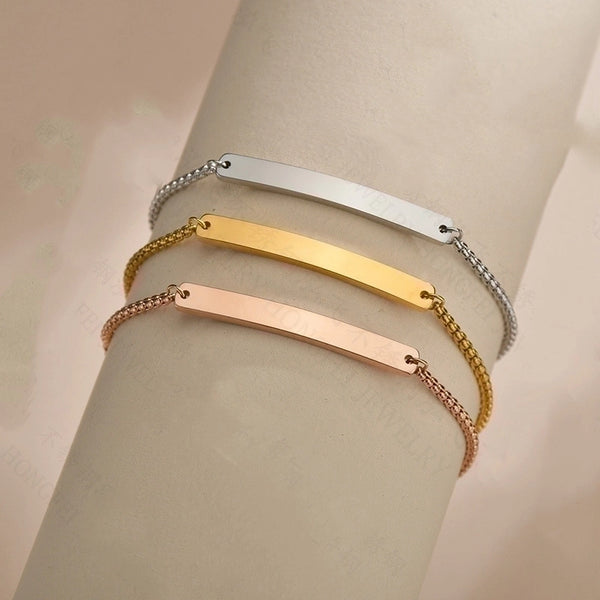 Fashion Personalized Boutique Simple Glossy Id Bracelet Lettering Wholesale