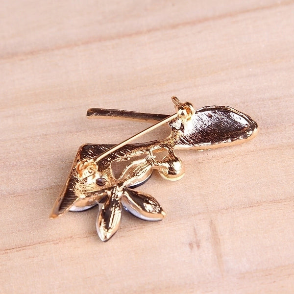 Fashion Pin Alloy Plating Metal Artificial Rhinestones Women'S Brooches