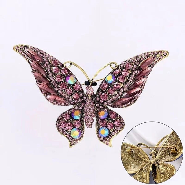 Fashion Pin Butterfly Alloy Enamel Rhinestones Women'S Brooches