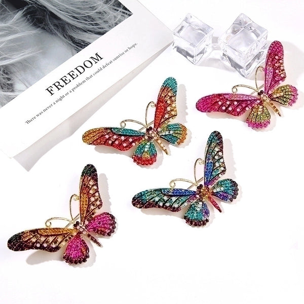 Fashion Pin Butterfly Alloy Inlay Rhinestones Women'S Brooches