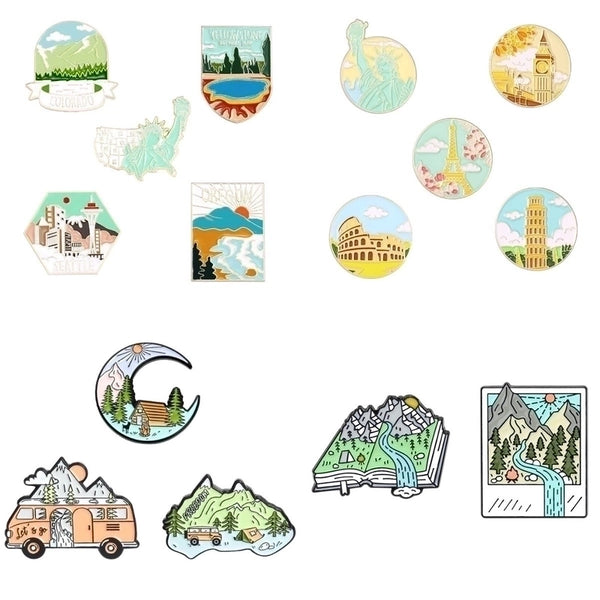 Fashion Pin Car Landscape Alloy Stoving Varnish Unisex Brooches